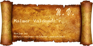 Malmer Valdemár névjegykártya